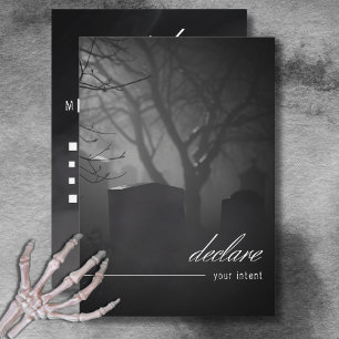 Cartão RSVP Cemitério Gótico Preto e Branco até Janta da Morte