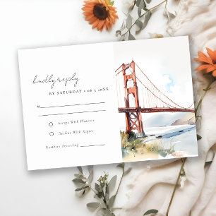 Cartão RSVP Cena de Casamento da Ponte Golden Gate de São Fran