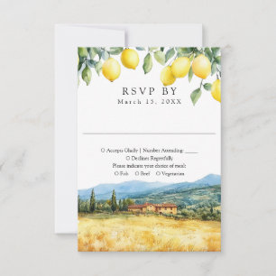 Cartão RSVP Cena de casamento italiano de limões em aquarela