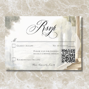Cartão RSVP Cenas de Casamento Vintage Neoclássicas Elegantes 