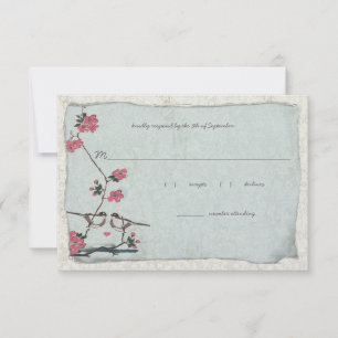 Cartão RSVP Cerejeiras Antigas e Damask Chickadee  3,5 x 5