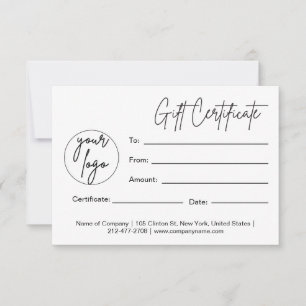 Cartão RSVP Certificado de presente com logotipo de empresa