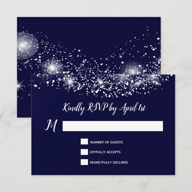 Cartão RSVP Céu Noturno Estrelado Azul Profundo (Frente/Verso)