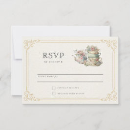 Cartão RSVP Chá de Bebê Elegante e Vintage para Noivas