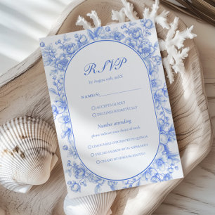 Cartão RSVP Chá de Bebê Floral Vitoriano Azul