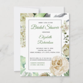Cartão RSVP Chá de Bebê Rosa Creme Floral Aquarela