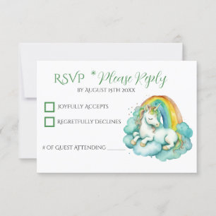 Cartão RSVP Chá de fraldas Baby Unicorn