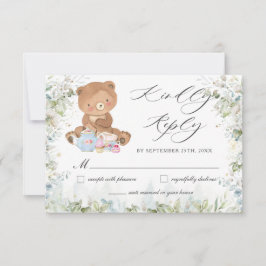 Cartão RSVP Chá de fraldas de Festa de Chic Chic Bear