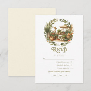 Cartão RSVP Chá de fraldas De Mercado Rustic Local Para Agricu