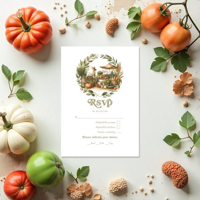 Cartão RSVP Chá de fraldas De Mercado Rustic Local Para Agricu (Rustic Locally Grown Farmers Market Baby Shower RSVP Card)