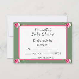Cartão RSVP Chá de fraldas Floral Personalizado