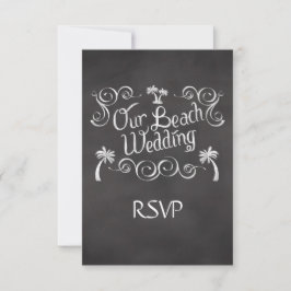 Cartão RSVP Chalkboard Our Beach Casamento Correspondente Resp