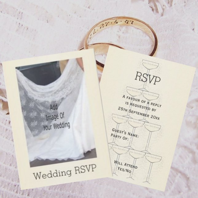 Cartão RSVP Champagne Glasses Wedding (Criador carregado)