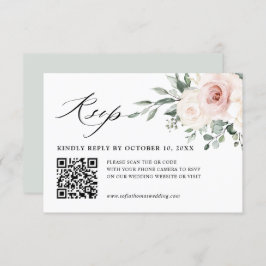 Cartão RSVP Champanhe Ivory Blush Floral Cor-de-rosa Casamento