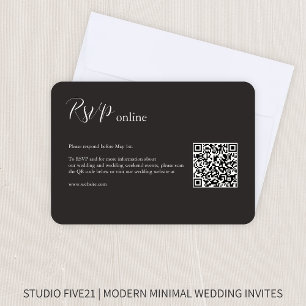 Cartão RSVP Charcarbont Black - Elegante Modern Weds