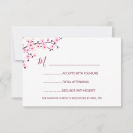 Cartão RSVP Cherry Blossom Wedding