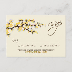 Cartão RSVP Cherry Blossoms (amarelo)