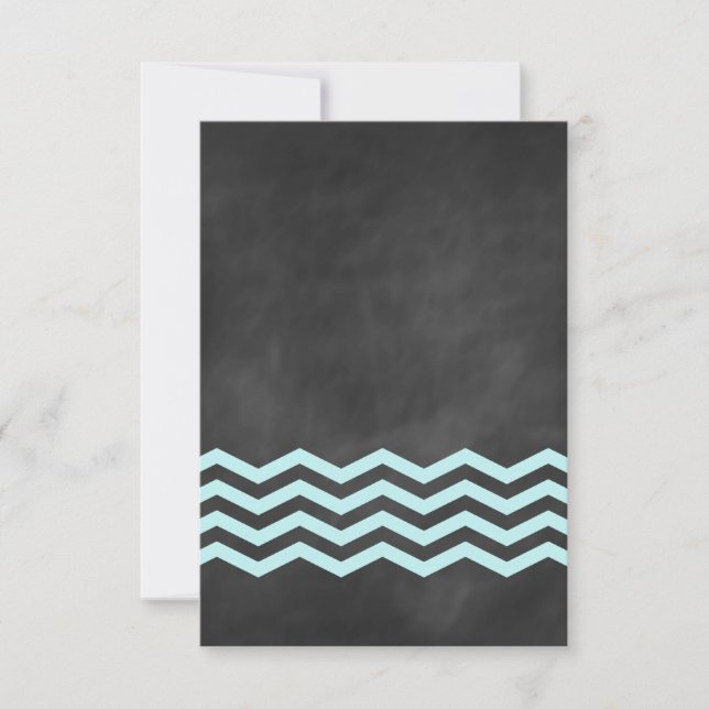 Cartão RSVP Chevron Turquoise Chalkboard RSVP. (Frente)