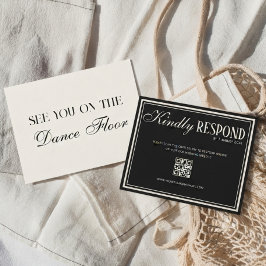Cartão RSVP Chic Black Old Money Código QR Casamento