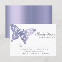 Cartão RSVP Chic Butterfly | Refeições violetas roxas, com Lav