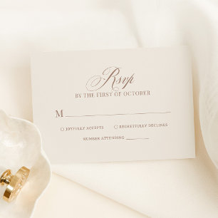 Cartão RSVP Chic Elegante Noiva e Taupe Luxo Neutro Casamento