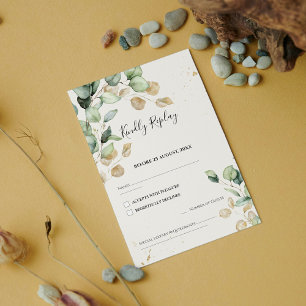 Cartão RSVP Chic Eucalyptus sai com casamento de acentos Doura