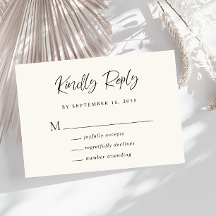 Cartão RSVP Chic Kindly Reply Cream Weding