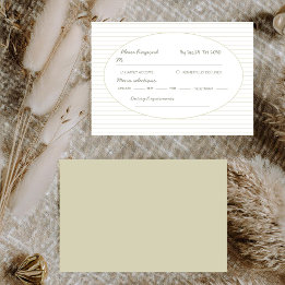 Cartão RSVP Chic Minimalista Listra Verde Casamento