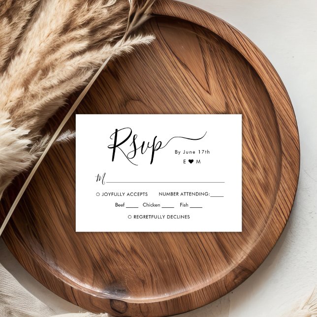 Cartão RSVP Chic Monograma de Letra de Caligrafia Casamento RS (Criador carregado)