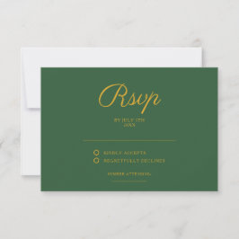 Cartão RSVP Chic Sage Green e Dourado casamento elegante