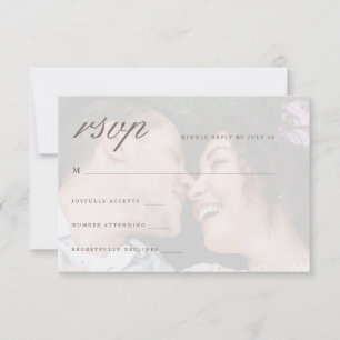 Cartão RSVP Chic Yellow Back com Casamento de Fotografia Frent