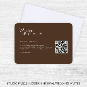 Cartão RSVP Chocolate Brown ・ Casamento Moderno Elegante