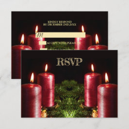 Cartão RSVP Christmas Party Red Candles Winter Holidays
