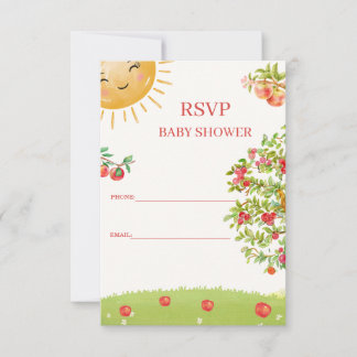 Cartão RSVP Chuva de Bebê Pomar de Maçã em Aquarela