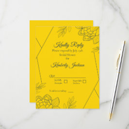 Cartão RSVP Chuva de Noiva Elegância Dourada