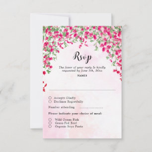 Cartão RSVP Chuva de Noiva Floresta Tropical Bougainvillea Ros