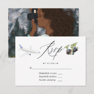 Cartão RSVP Chuveiro de Noiva Miss To Mrs Travel