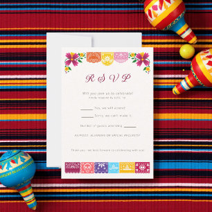 Cartão RSVP Cielito Lindo Papel Picado Floral Mexicano 