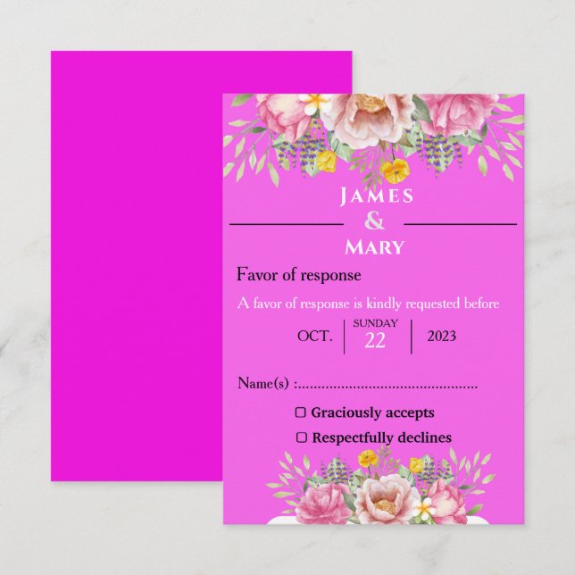 CARTÃO RSVP CINTOS DE CASAMENTO (Frente/Verso)