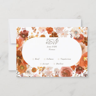 Cartão RSVP Cinza Branca de Casamento Botânico Floral