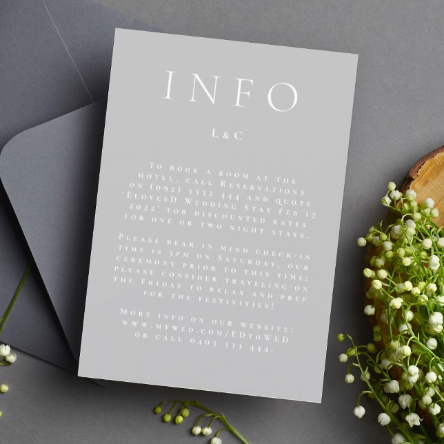 Cartão RSVP Cinza Clássica e Gabinete de Informações Modernas  (Criador carregado)