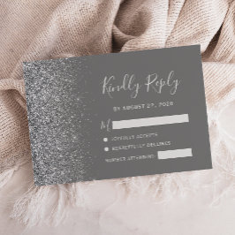 Cartão RSVP Cinza Moderna - Falso Bordo