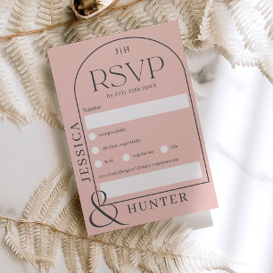 Cartão RSVP Cinza rosa pálida de casamento do Arco do Carro Mo