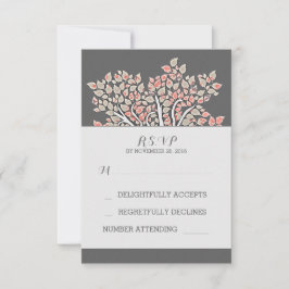Cartão RSVP cinza, velhas e elegantes galhos do casamento Cart