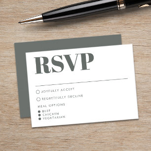 Cartão RSVP Cinzas de texto em negrito e minimalista moderno e