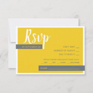 Cartão RSVP Cinzas modernas e casamento amarelo mínimo 