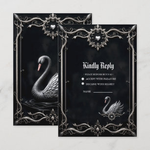 Cartão RSVP Cisne Eterno do Amor, Para Sempre Começa Aqui