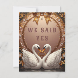 Cartão RSVP 🌸 Cisnes de Ouro Rosa Casamento de Primavera ✨