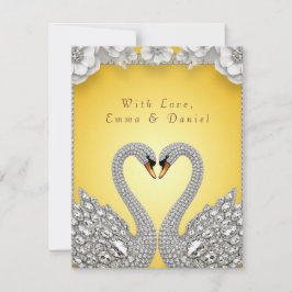 Cartão RSVP 🌸 Cisnes Diamantados Espelho Layout Romântico✨