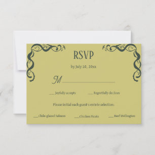Cartão RSVP Citron Verde Arte Nova Elegante Casamento